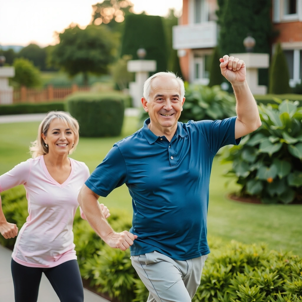 Senior couple exercising together